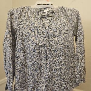 GAP Blue and White Floral Blouse